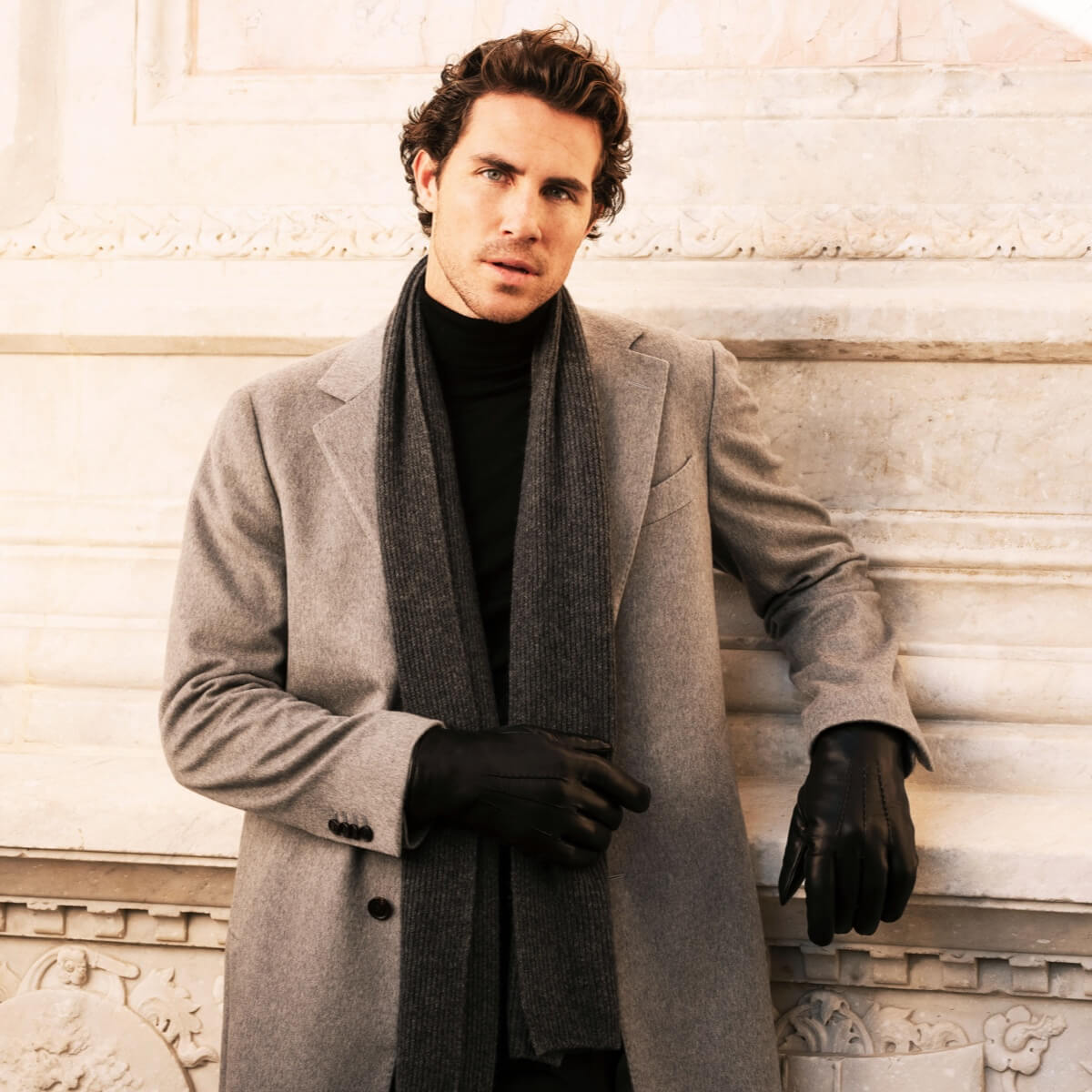 Alfredo (black) - Italian lambskin leather gloves with lambswool lining & touchscreen feature - Bellanzari - Luxury Leather Gloves - Handmade in Italy - 10