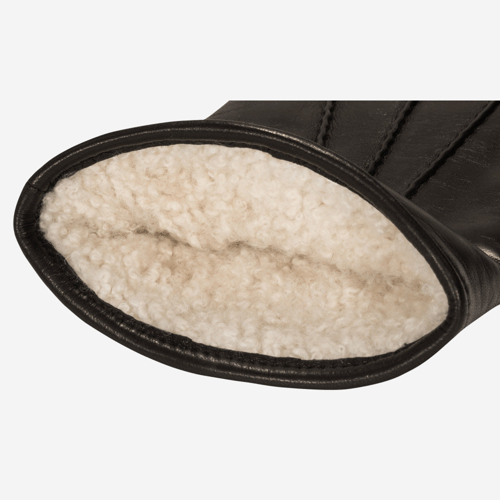 Alfredo (black) - Italian lambskin leather gloves with lambswool lining & touchscreen feature - Bellanzari - Luxury Leather Gloves - Handmade in Italy - 2