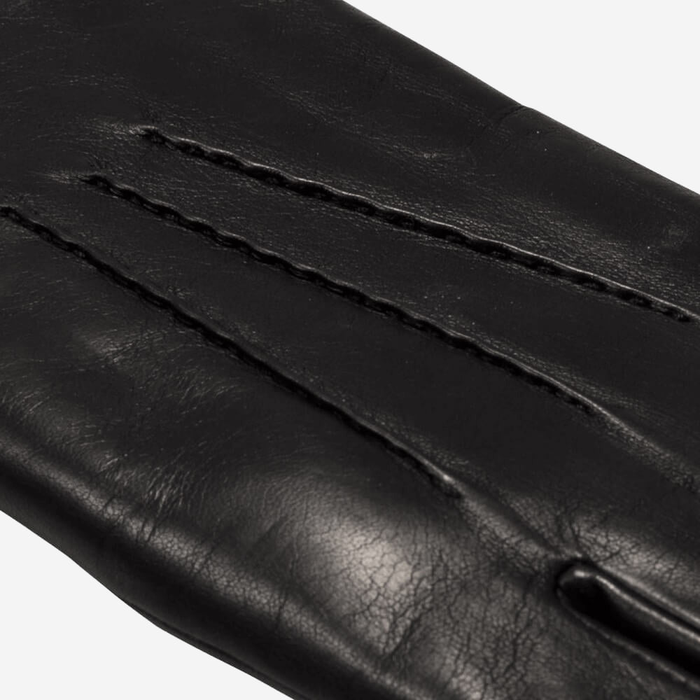 Alfredo (black) - Italian lambskin leather gloves with lambswool lining & touchscreen feature - Bellanzari - Luxury Leather Gloves - Handmade in Italy - 4