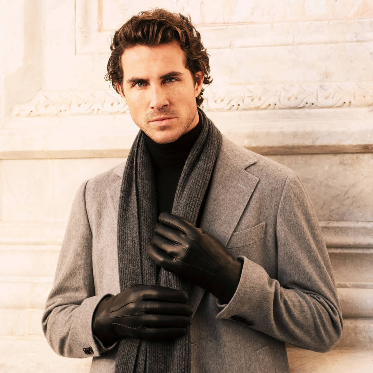Alfredo (black) - Italian lambskin leather gloves with lambswool lining & touchscreen feature - Bellanzari - Luxury Leather Gloves - Handmade in Italy - 7