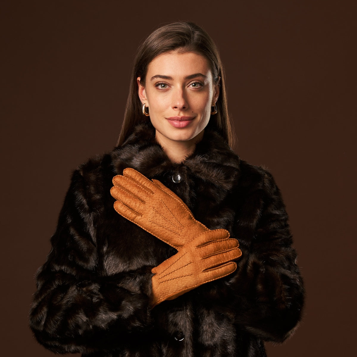 Arianna (brown) – Luxurious Italian peccary leather gloves with cashmere lining - Bellanzari - Luxury Leather Gloves - Handmade in Italy - 6