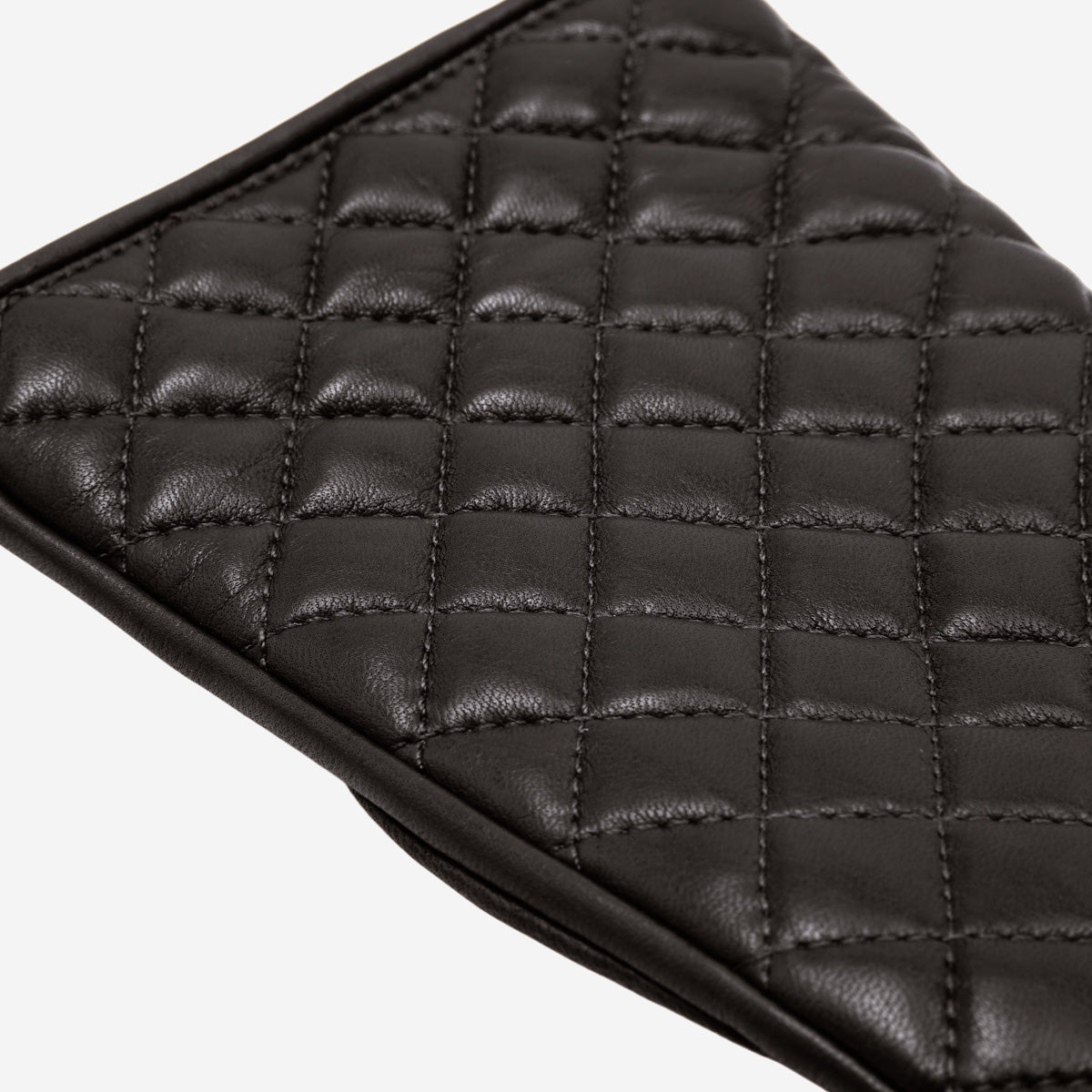 Aurora (black) - classic Italian lambskin leather gloves with cashmere lining and checkered pattern - Bellanzari - Luxury Leather Gloves - Handmade in Italy - 4
