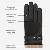 Alberto (zwart) - Italiaanse lamsleren handschoenen met kasjmier voering & touchscreen functie