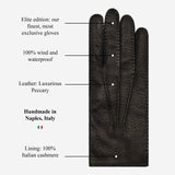 Arianna (zwart) - luxe Italiaanse handschoenen van pekarileer met volledige kasjmiervoering