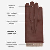 Nicoletta (bruin) - Italiaanse handschoenen van Amerikaans hertenleer met kasjmier voering