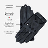 Roberta (zwart) - klassieke Italiaanse lamsleren rijhandschoenen met touchscreenfunctie