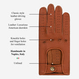 Rosalia (brown) – Italian-made driving gloves crafted from premium American deerskin leather