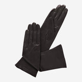 Camilla (black) – Italian silk-lined 6-button length leather opera gloves for women - Bellanzari - Luxury Leather Gloves - Handmade in Italy - 1