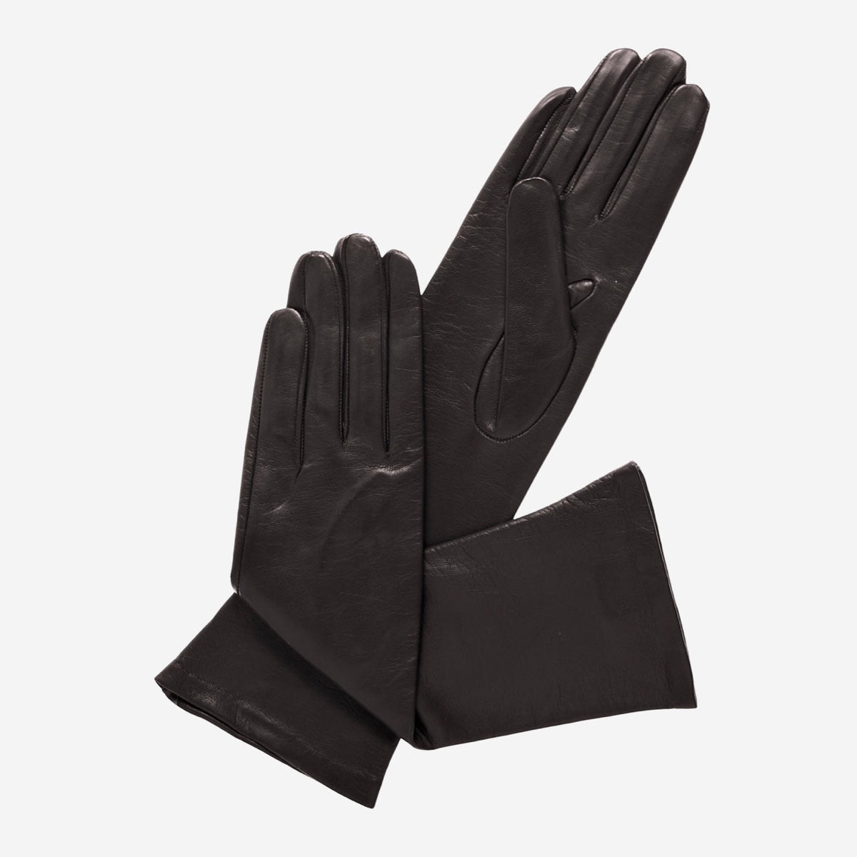 opern handschuhe Lange Opernhandschuhe aus Leder – Schwarz – Seidenfutter – 15 cm – Bellanzari