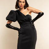 Camilla (black) – Italian silk-lined 12-button length leather opera gloves for women - Bellanzari - Luxury Leather Gloves - 3
