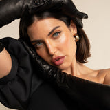 Camilla (black) – Italian silk-lined 12-button length leather opera gloves for women - Bellanzari - Luxury Leather Gloves - 6
