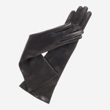 Camilla (black) - Italian silk lined 8-button length leather opera gloves - Bellanzari - Luxury Leather Gloves - Handmade in Italy - 1