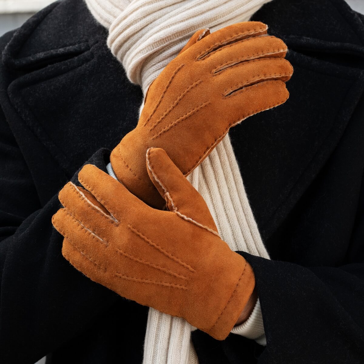 Enrico – Italian suede leather gloves with luxurious natural sheepskin fur lining - Bellanzari - Luxury Leather Gloves - Handmade in Italy - 8