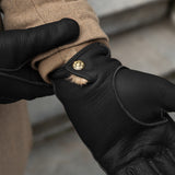 Ernesto (black) – Italian gloves in American deerskin with rabbit fur lining - Black - Bellanzari - Handmade in Italy - Luxury Leather Gloves - 10