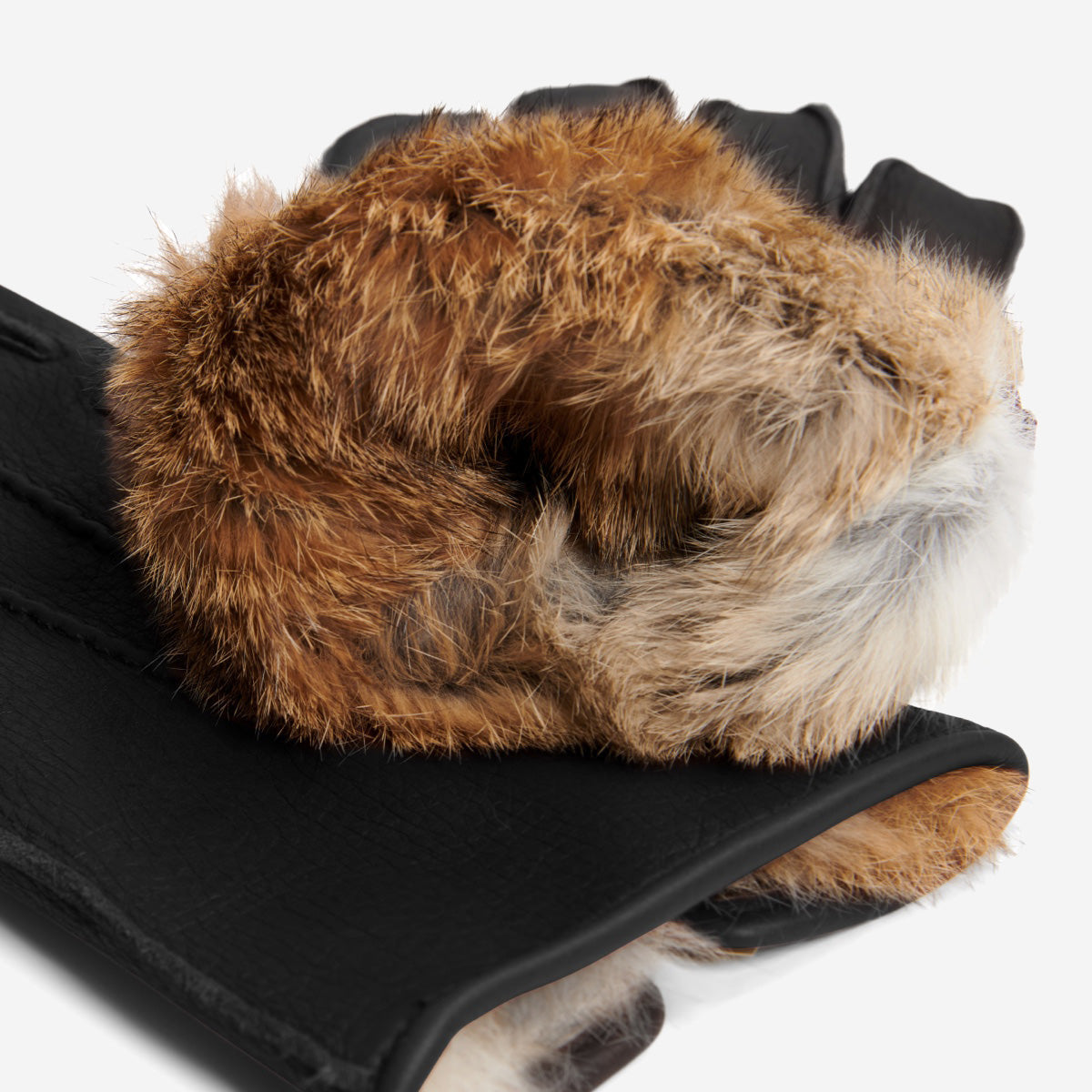 Ernesto (black) – Italian gloves in American deerskin with rabbit fur lining - Black - Bellanzari - Handmade in Italy - Luxury Leather Gloves - 2