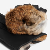 Ernesto (black) – Italian gloves in American deerskin with rabbit fur lining - Black - Bellanzari - Handmade in Italy - Luxury Leather Gloves - 2