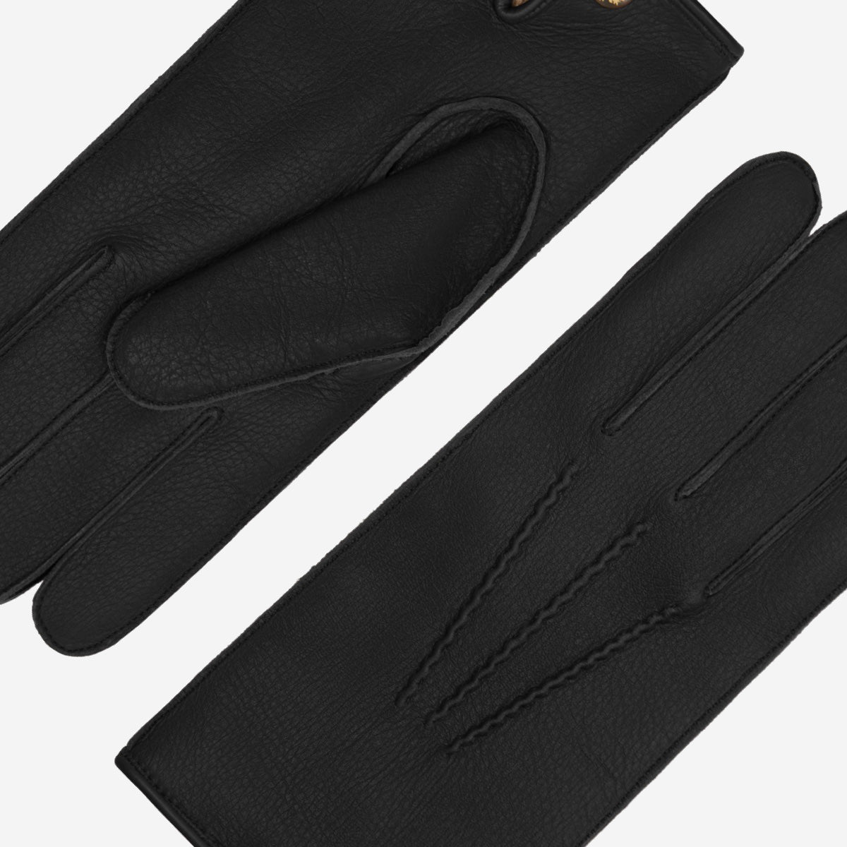 Ernesto (black) – Italian gloves in American deerskin with rabbit fur lining - Black - Bellanzari - Handmade in Italy - Luxury Leather Gloves - 6