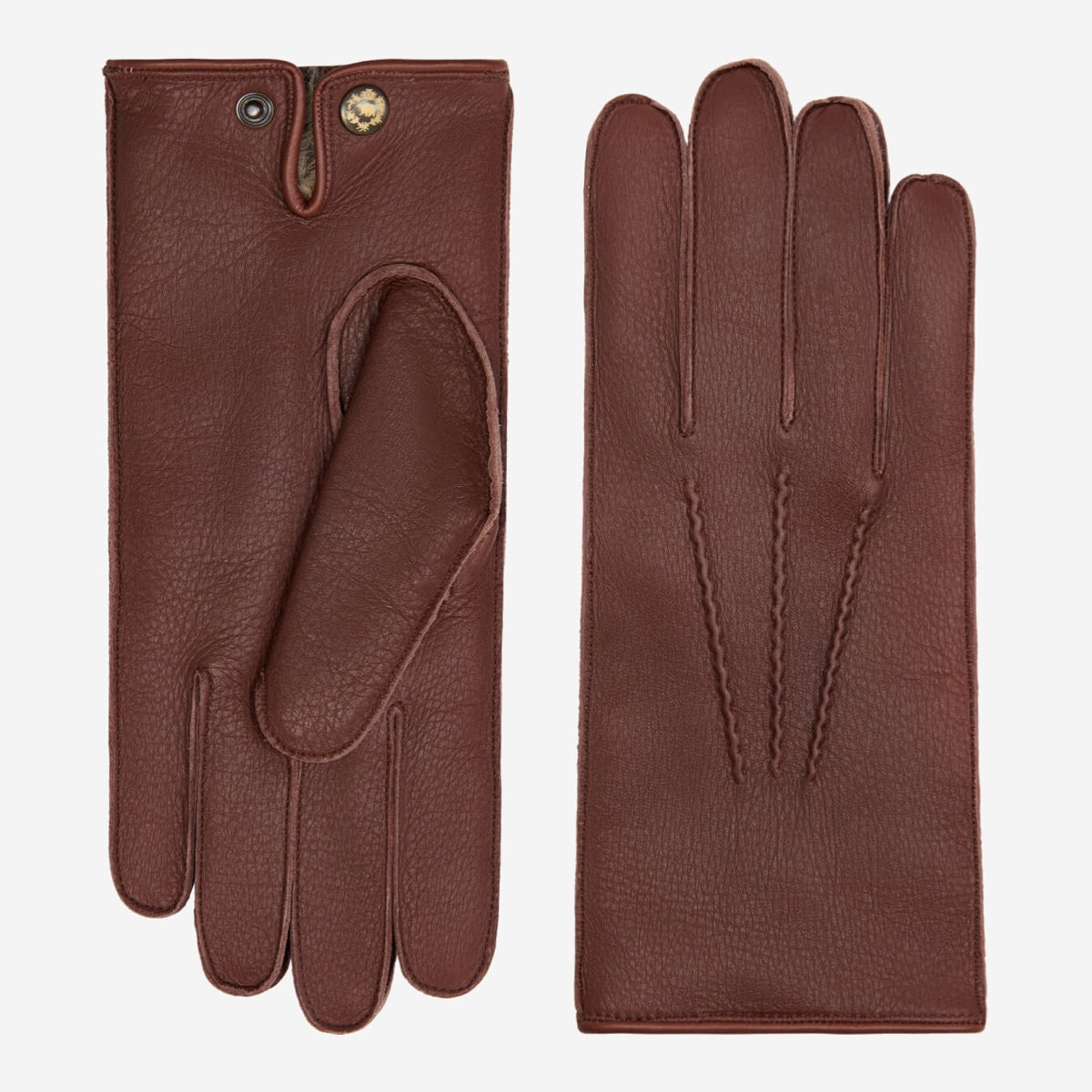 Ernesto (brown) - Italian gloves made of American deerskin leather with rabbit fur lining - Bellanzari - Luxury Leather Gloves - Handmade in Italy - 1