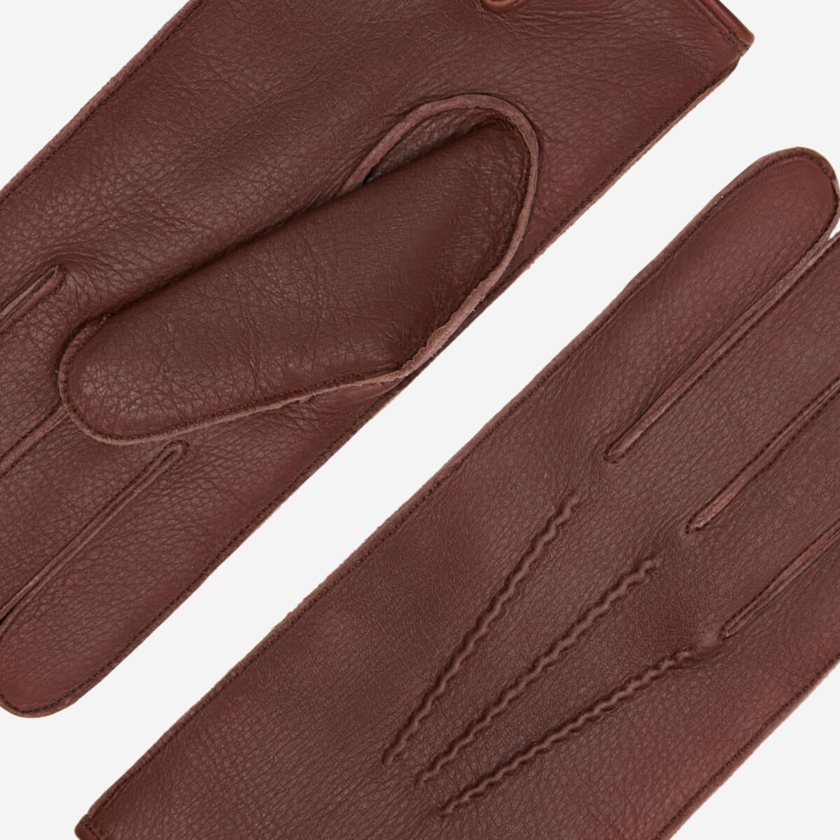 Ernesto (brown) - Italian gloves made of American deerskin leather with rabbit fur lining - Bellanzari - Luxury Leather Gloves - Handmade in Italy - 6