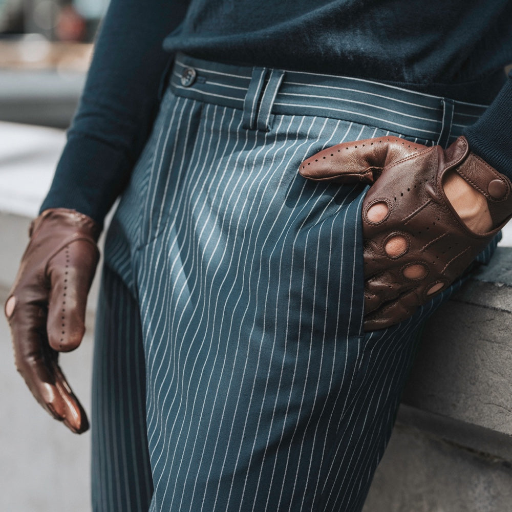 Fabio (brown) – Italian lambskin leather driving gloves for men - Bellanzari - Luxury Driving Gloves - Handmade in Italy - 6