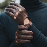 Fabio (brown) – Italian lambskin leather driving gloves for men - Bellanzari - Luxury Driving Gloves - Handmade in Italy - 8