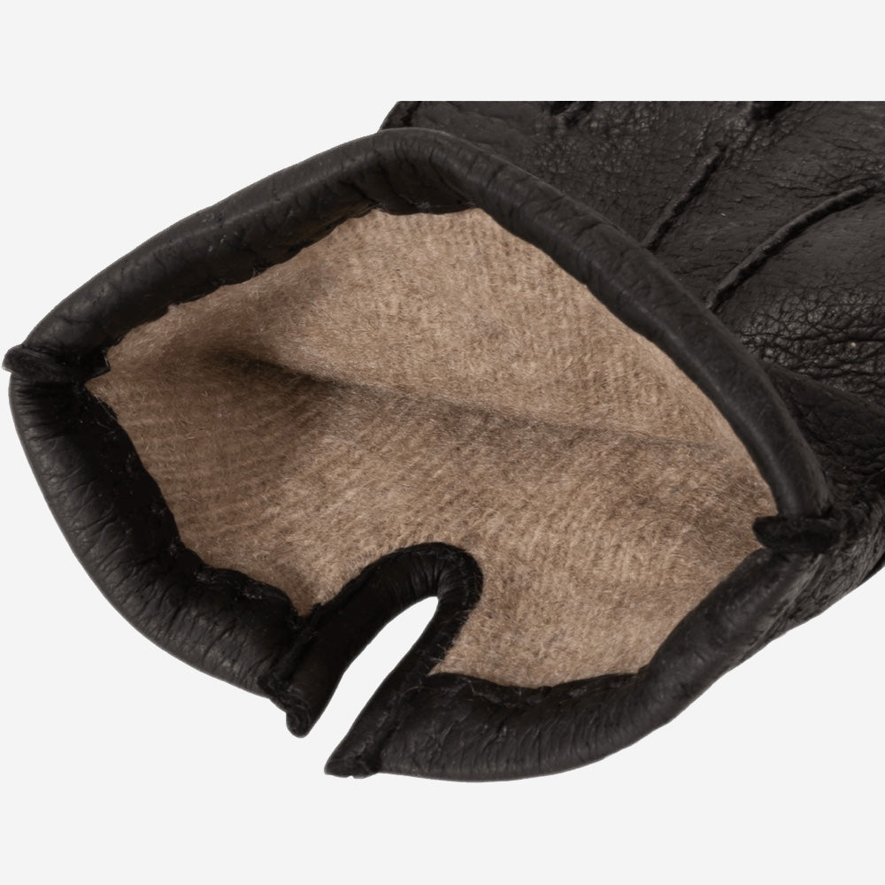 Filippo (black) - Italian peccary leather gloves with cashmere lining - Bellanzari - Luxury Leather Gloves - Handmade in Italy - 2