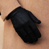 Filippo (black) - Italian peccary leather gloves with cashmere lining - Bellanzari - Luxury Leather Gloves - Handmade in Italy - 7