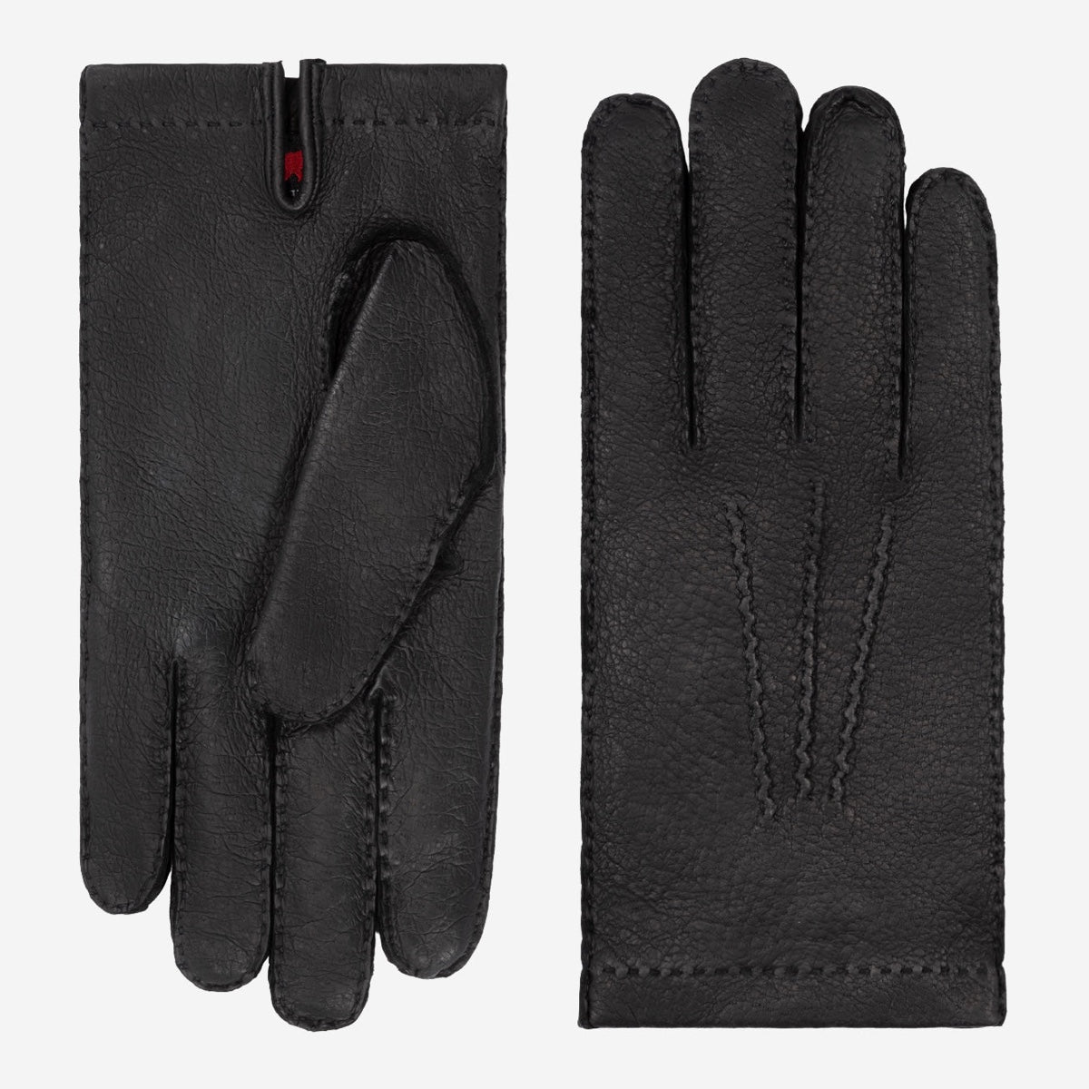 Filippo (black) - Italian peccary leather gloves with cashmere lining - Bellanzari - Luxury Leather Gloves - Handmade in Italy - 1