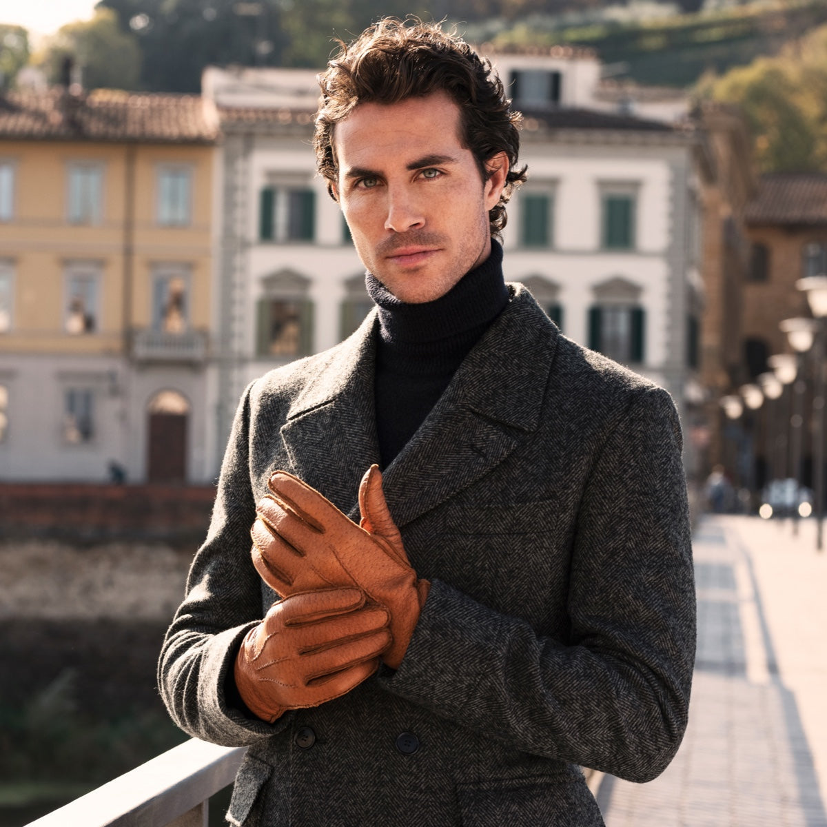 Filippo (brown) - Italian peccary leather gloves with cashmere lining - Fratelli Orsini - Luxury Leather Gloves - Handmade in Italy - 9