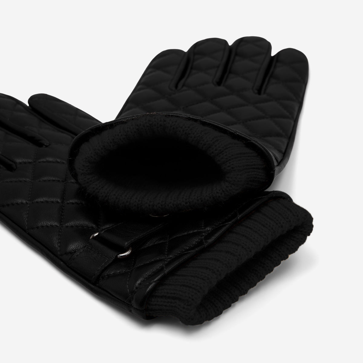 Gennaro (black) – Italian lambskin gloves with cashmere lining and checkered detail - Bellanzari - Luxury Leather Gloves - Handmade in Italy - 3