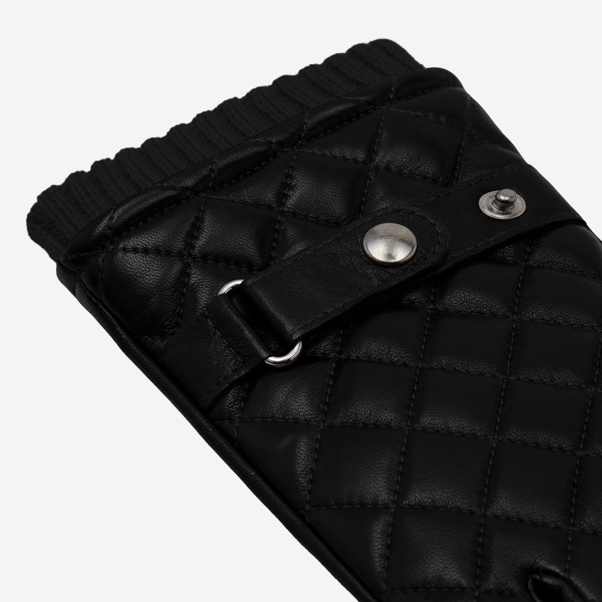 Gennaro (black) – Italian lambskin gloves with cashmere lining and checkered detail - Bellanzari - Luxury Leather Gloves - Handmade in Italy - 4
