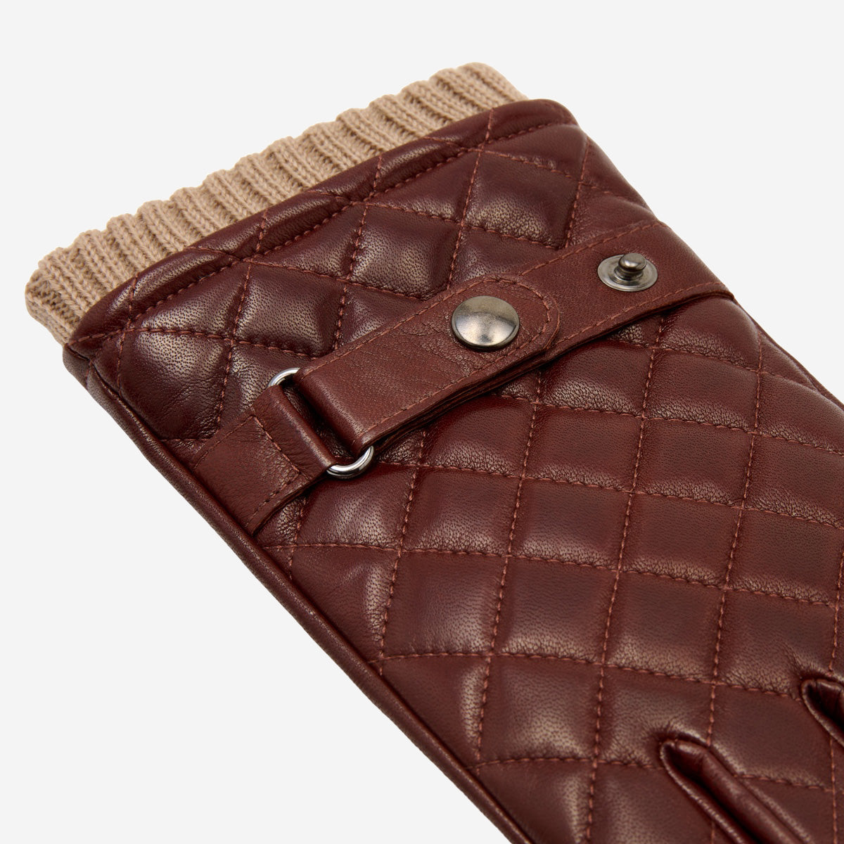 Gennaro (brown) – Italian lambskin gloves with cashmere lining and checkered detail - Bellanzari - Luxury Leather Gloves - Handmade in Italy - 3