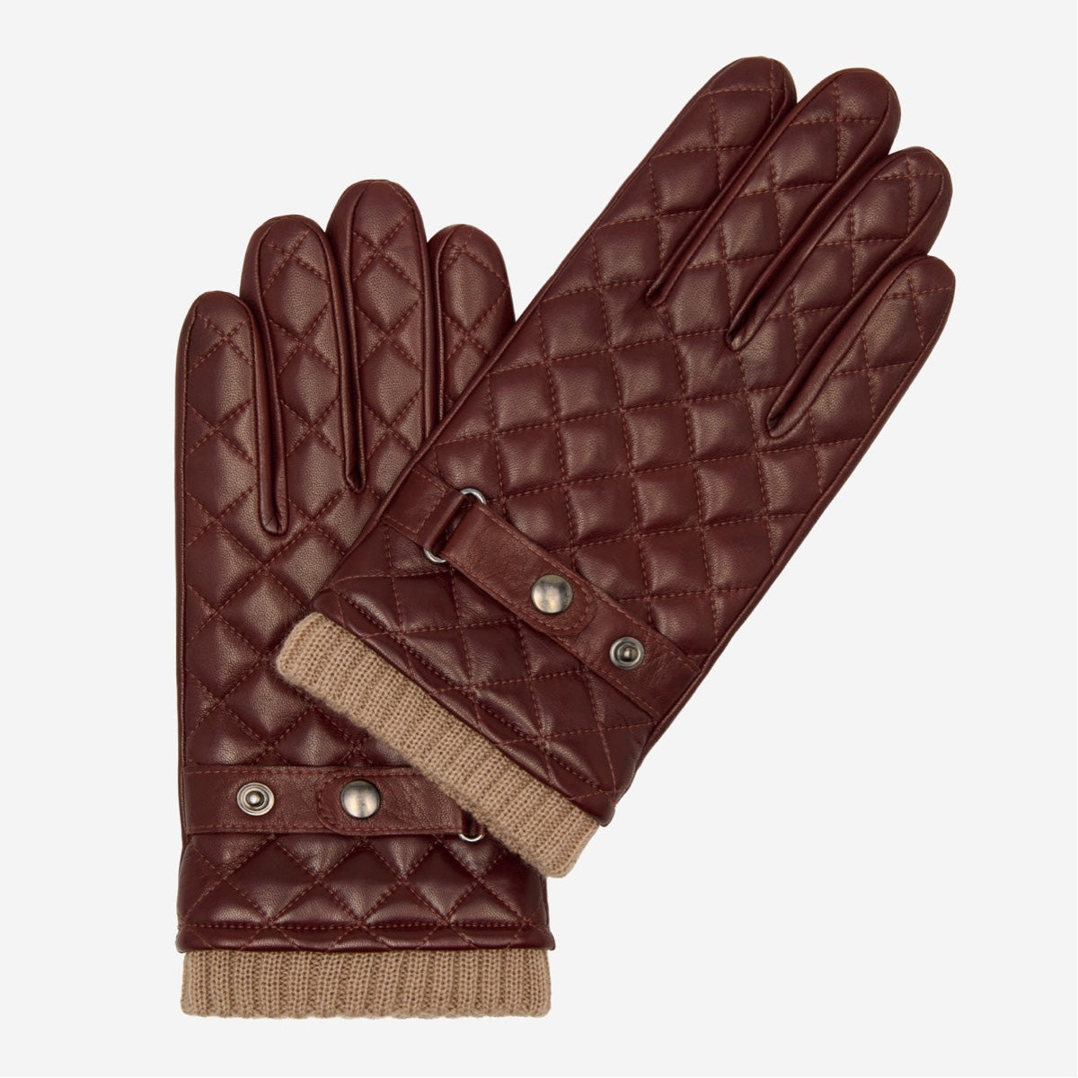 Gennaro (brown) – Italian lambskin gloves with cashmere lining and checkered detail - Bellanzari - Luxury Leather Gloves - Handmade in Italy - 1