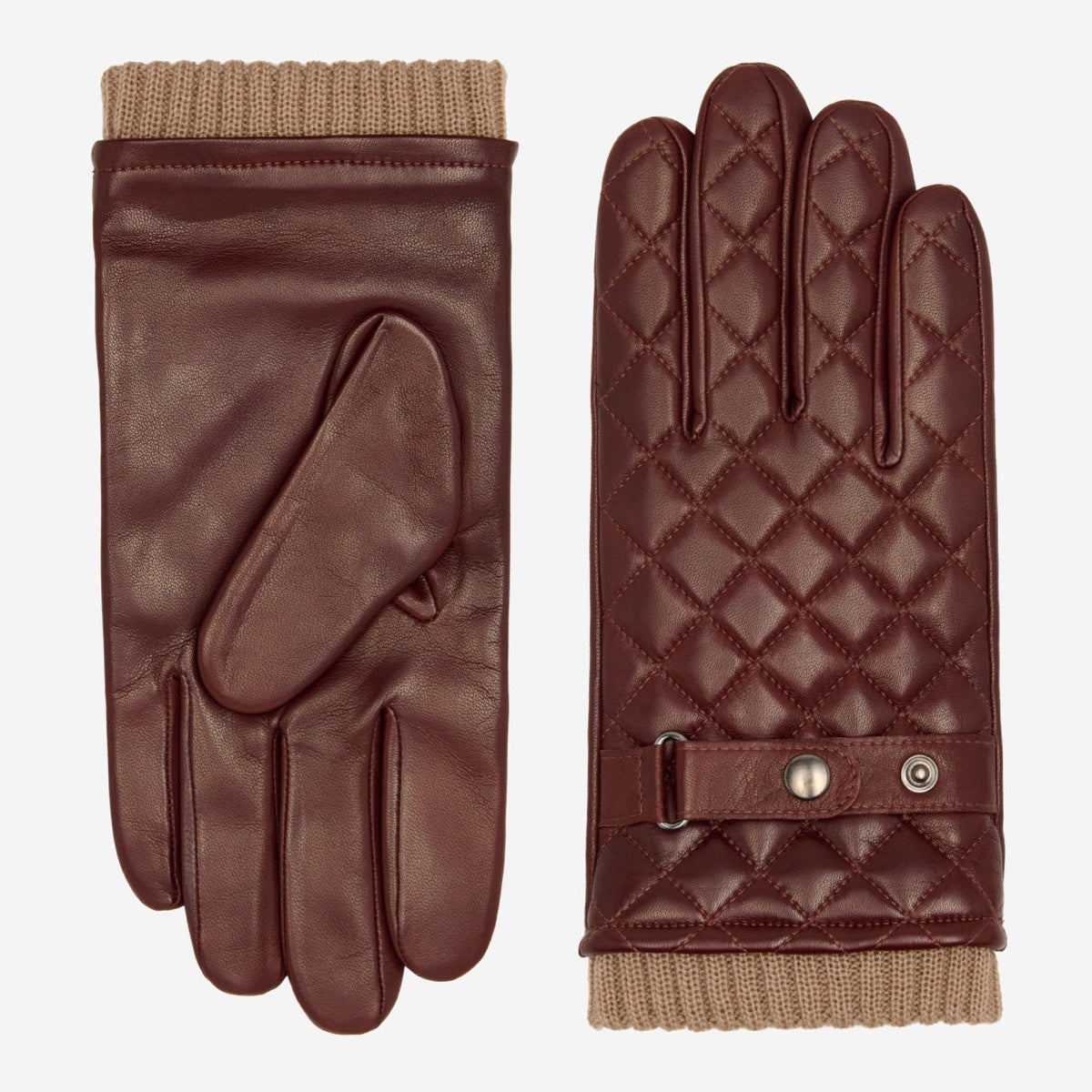 Gennaro (brown) – Italian lambskin gloves with cashmere lining and checkered detail - Bellanzari - Luxury Leather Gloves - Handmade in Italy - 2