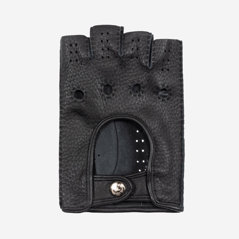 Lazzaro (black) – Fingerless Italian driving gloves made of American deerskin leather - Bellanzari - Luxury Driving Gloves - Handmade in Italy - 2