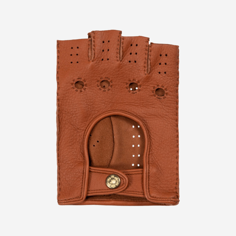 Lazzaro (brown) – Fingerless Italian driving gloves made of American deerskin leather - Bellanzari - Luxury Driving Gloves - Handmade in Italy - 2