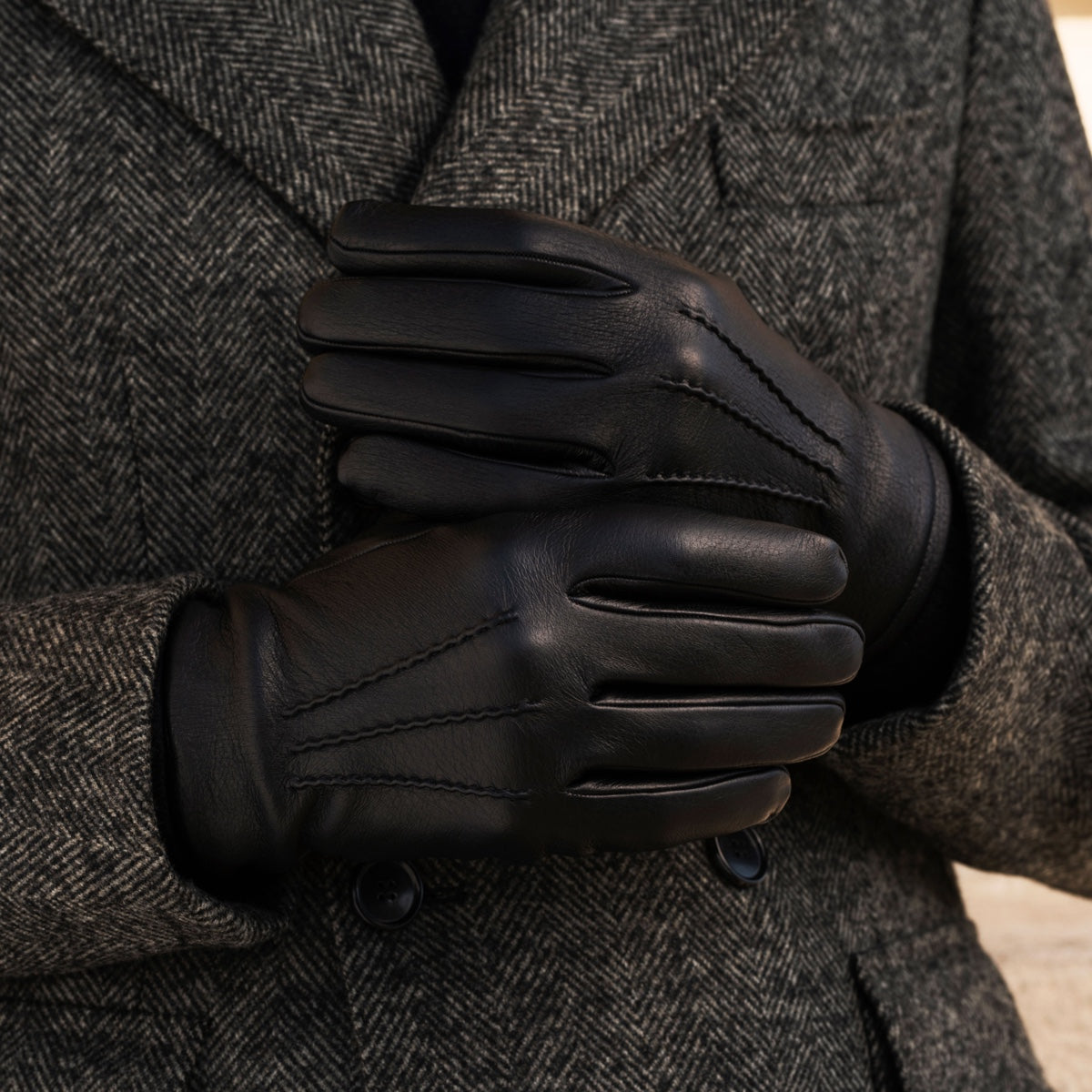 Leandro (black) – Italian-made American deerskin gloves with luxurious cashmere lining - Bellanzari - Luxury Leather Gloves - Handmade in Italy - 7