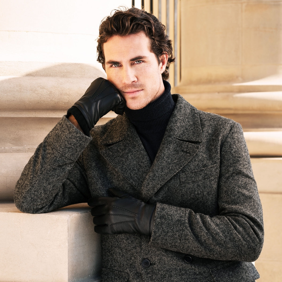 Leandro (black) – Italian-made American deerskin gloves with luxurious cashmere lining - Bellanzari - Luxury Leather Gloves - Handmade in Italy - 8