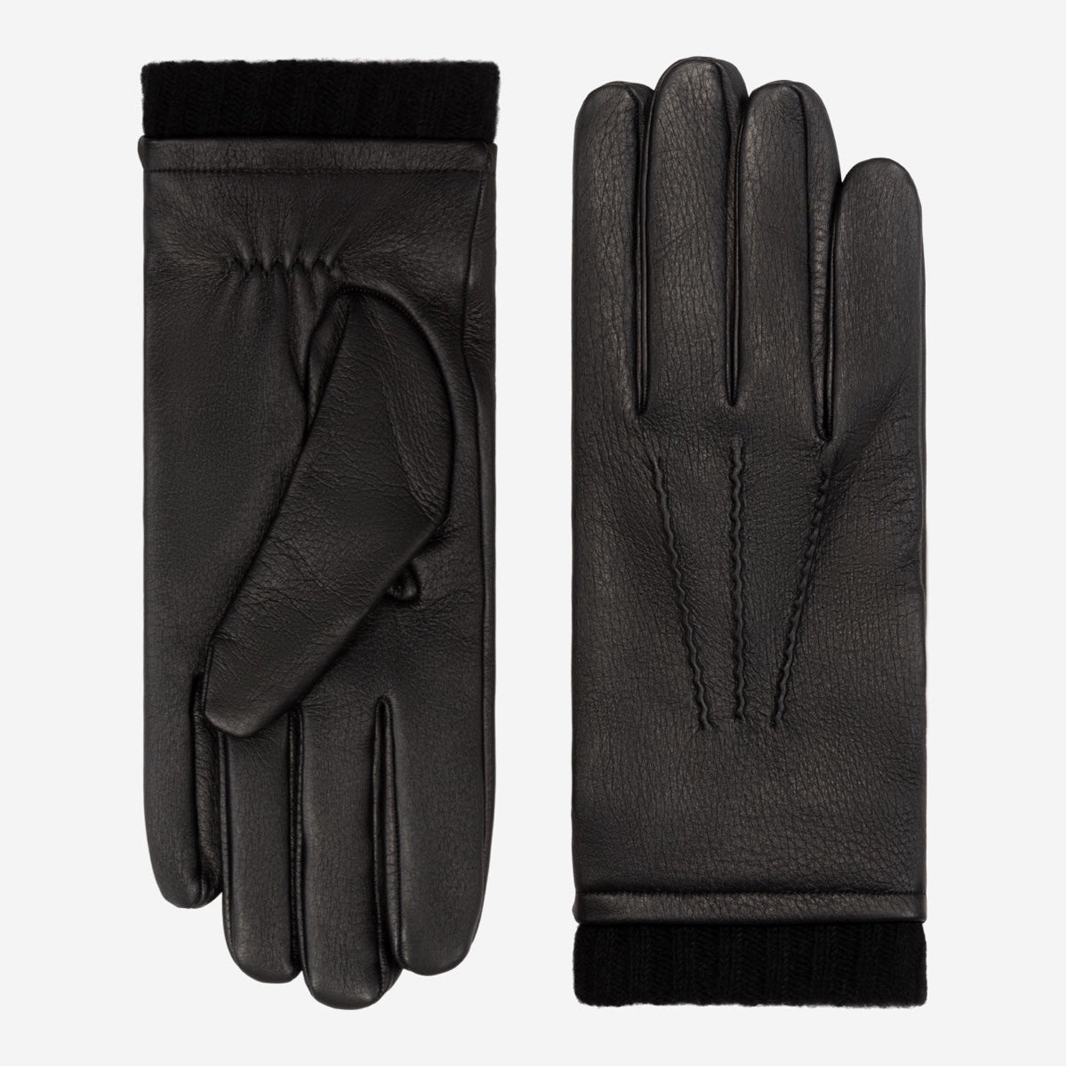 Leandro (black) – Italian-made American deerskin gloves with luxurious cashmere lining - Bellanzari - Luxury Leather Gloves - Handmade in Italy - 1