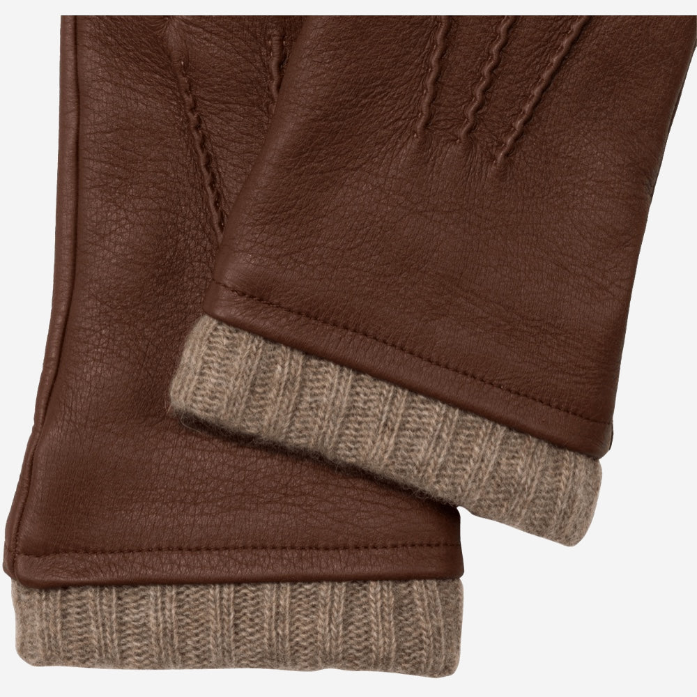 Leandro (brown) - Italian gloves made of American deerskin leather with cashmere lining - Fratelli Orsini - Luxury Leather Gloves - Handmade in Italy - 2