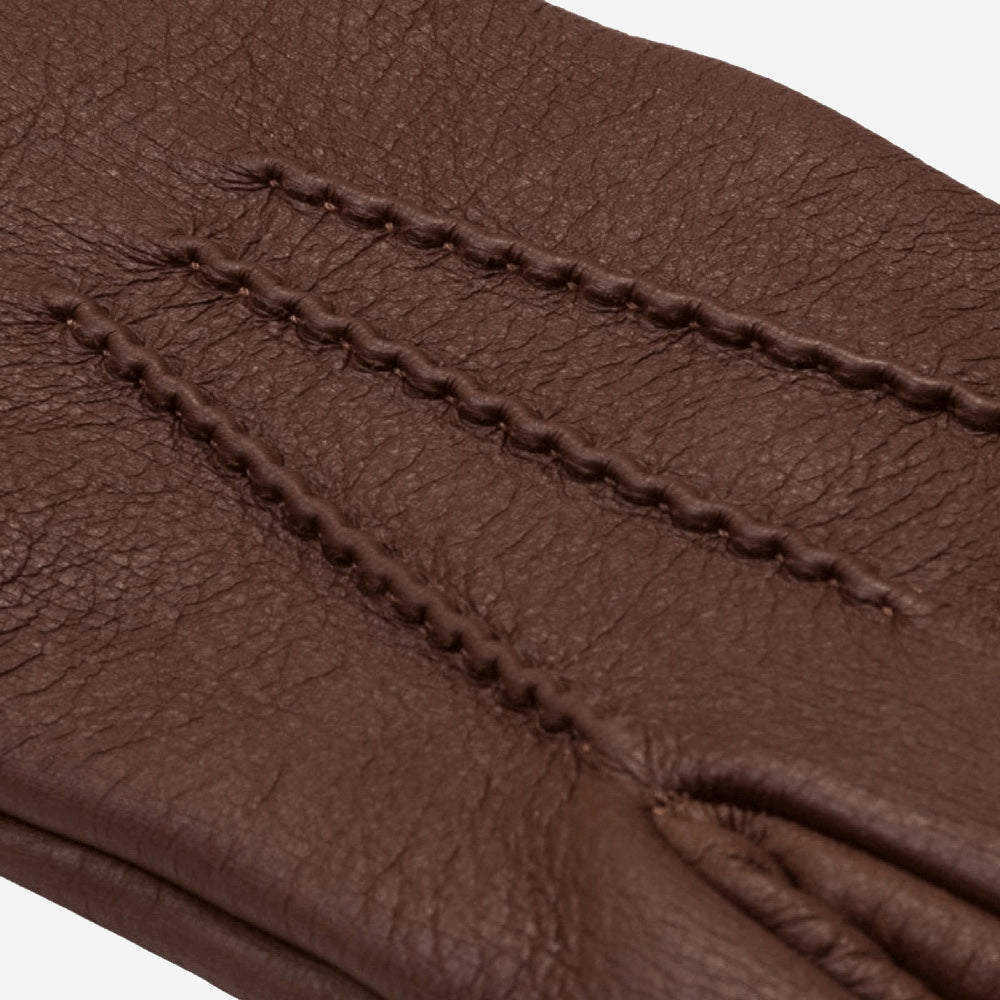 Leandro (brown) - Italian gloves made of American deerskin leather with cashmere lining - Fratelli Orsini - Luxury Leather Gloves - Handmade in Italy - 4