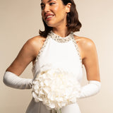Letizia (white) – Italian unlined 12-button length leather bridal opera gloves for women - Bellanzari - Luxury Leather Gloves - Handmade in Italy - 4