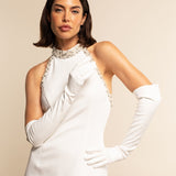 Letizia (white) – Italian unlined 12-button length leather bridal opera gloves for women - Bellanzari - Luxury Leather Gloves - Handmade in Italy - 5
