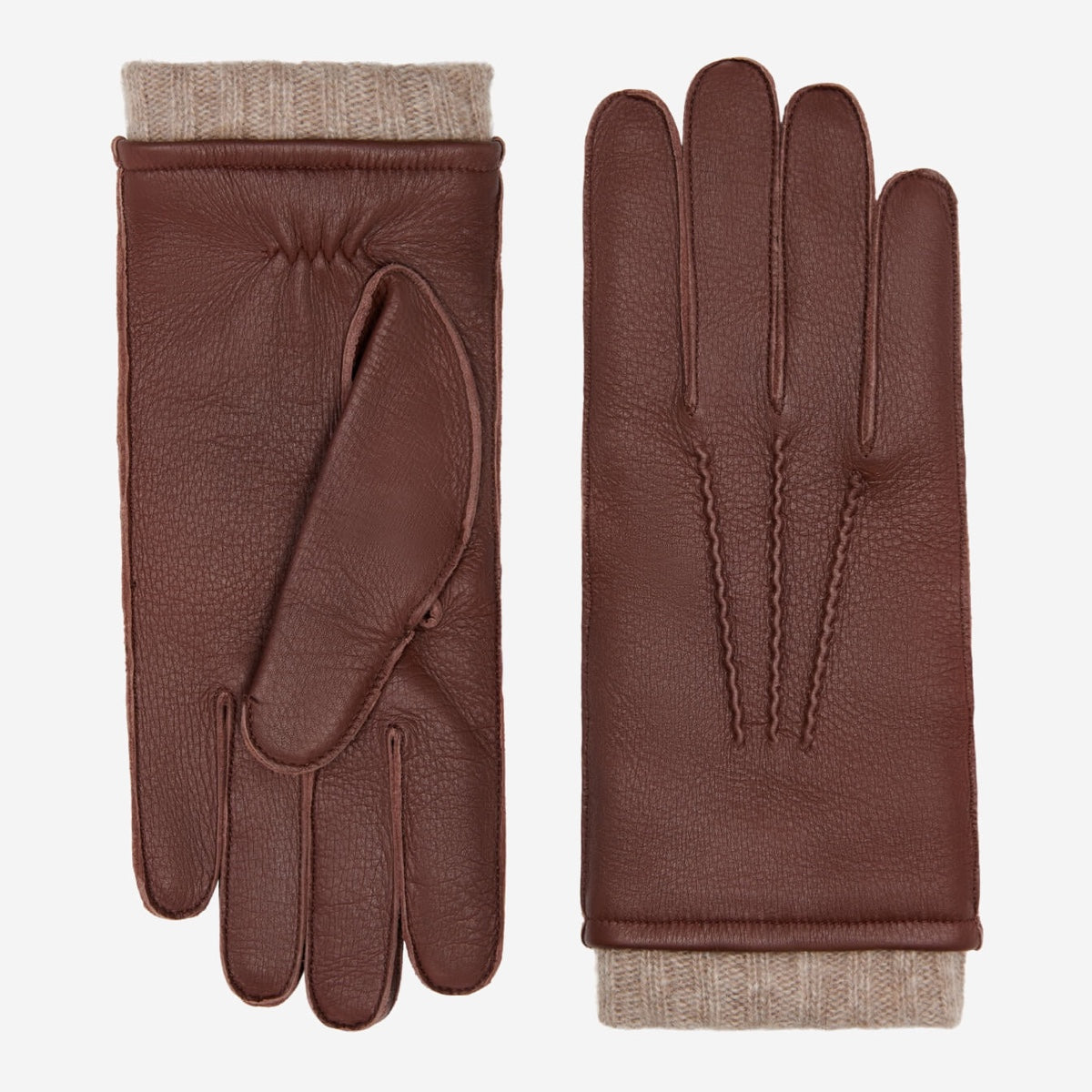 Nicoletta (brown) – Italian deerskin leather gloves with luxurious cashmere lining for women - Bellanzari - Luxury Leather Gloves - Handmade in Italy - 1