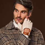 Paolo (cognac) – Hand-sewn Italian crochet driving gloves in lambskin leather - Bellanzari - Luxury Leather Gloves - Handmade in Italy - 6