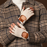Paolo (cognac) – Hand-sewn Italian crochet driving gloves in lambskin leather - Bellanzari - Luxury Leather Gloves - Handmade in Italy - 7