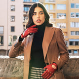 Roberta (red) - classic Italian lambskin leather driving gloves - Bellanzari- Luxury Leather Gloves - Handmade in Italy - 10