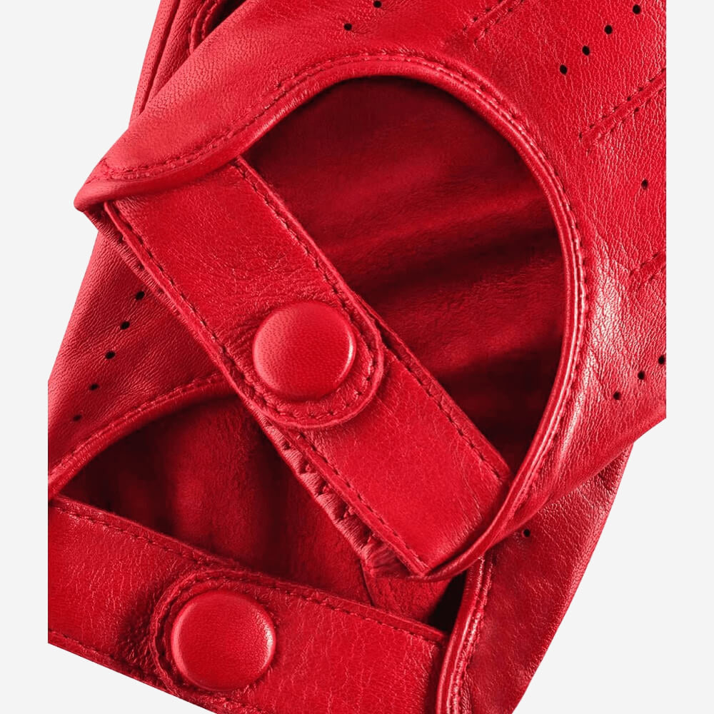 Roberta (red) - classic Italian lambskin leather driving gloves - Bellanzari- Luxury Leather Gloves - Handmade in Italy - 3