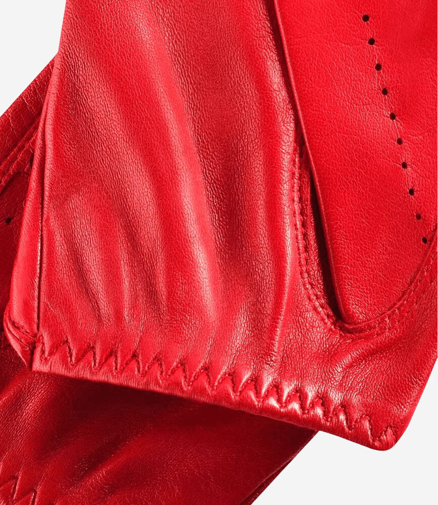 Roberta (red) - classic Italian lambskin leather driving gloves - Bellanzari- Luxury Leather Gloves - Handmade in Italy- 4