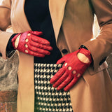 Roberta (red) - classic Italian lambskin leather driving gloves - Bellanzari- Luxury Leather Gloves - Handmade in Italy - 7